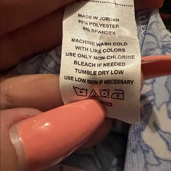 CeCe Blue and White Puff Sleeve Fitted Blouse - Picture 7 of 7